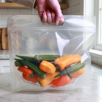 28*24+5cm Transparante Staande Zak met Handvat, Herbruikbare Zip Lock Zak voor het Bewaren van Verse Groenten en Fruit
