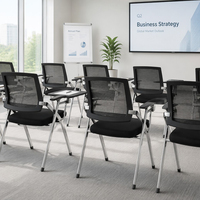 Chaise de formation pliable en tissu maillé, chaise de conférence pour salle de réunion, chaise de bureau avec tablette d'écriture