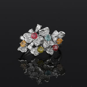 S925 cincin safir <span class=keywords><strong>citrine</strong></span> kombinasi alami perak Sterling untuk wanita cincin terbuka batu permata kuarsa kristal dapat disesuaikan - Product Image 4