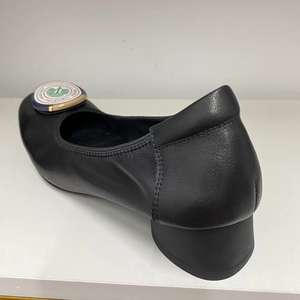 100% Top Cow Leather Women Boat Pumps Sheepskin <b>Insole</b> 3cm Chunky Heel Very Soft Ladies Driving Shoes Customize logo - Product Image 2