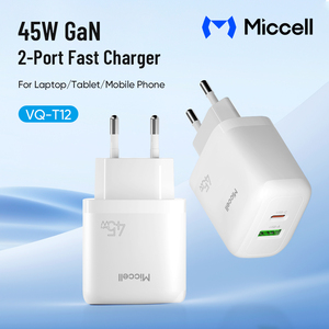 Chargeur rapide Miccell EU Plug 45W PD3.0 2 ports avec protection SCP et OTP pour téléphones mobiles, ordinateurs portables et tablettes - Product Image 2
