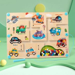 Juego de Mesa de Madera con Temática de Dinosaurios, Laberinto de Cuentas Magnéticas, Clasificación de Colores, Conteo de Números, Juguete para el Desarrollo de Habilidades - Product Image 6