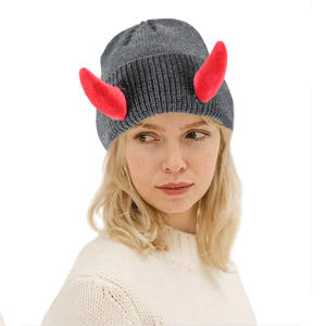 Gorro de Punto Novedoso con Cuernos de Demonio, Gorro Cálido de Invierno con Cuernos de Diablo para Adultos - Product Image 2