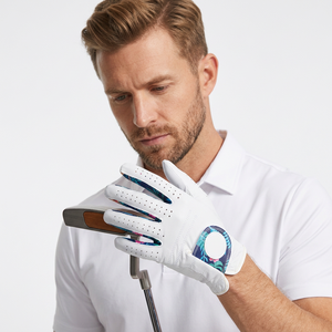 Gants de golf professionnels pour hommes, cuir d'agneau de haute qualité, cuir véritable, blanc, noir, poignées antidérapantes, protection de la paume, Nayab - Product Image 3