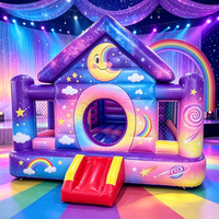 Château gonflable coloré pour enfants avec toboggan, château de saut pour princesse, fête d'anniversaire, jeu en plein air
