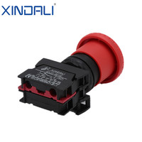 Bouton-poussoir d'arrêt d'urgence étanche IP67, rouge et noir, à ressort, en plastique, 10A