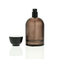 Nouveau produit, flacon de parfum rond de 50 ml, flacon de parfum noir dégradé de 100 ml avec emballage en boîte et couvercle en bois