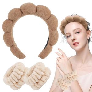 Set de Diadema de Terciopelo Fruncido con Diseño de Nube y Diadema de Corona Alta con Pulsera para Lavado Facial, Maquillaje, Spa, Boda, Regalo para Damas de Honor - Product Image 6