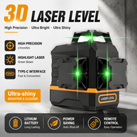 Niveau laser de construction INORM 3x360 °   Niveau laser croisé 3D à 12 lignes à faisceau vert auto-nivelant avec télécommande