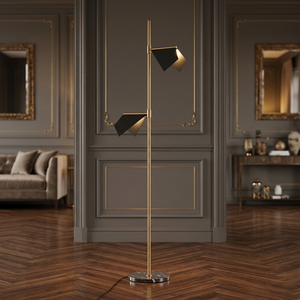 Lámpara de pie de metal con base redonda de mármol de latón AK en latón y lámpara de diseño atractivo con acabado negro para decoración de oficina/Decoración de dormitorio - Product Image 1