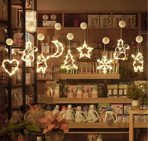 Đèn LED trang trí Giáng sinh hình bông tuyết ông già Noel năm mới 2025, đèn treo dán kính trang trí nhà cửa dịp Giáng sinh - Product Image 2