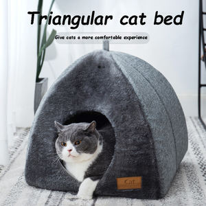Nuevo sofá cama Triangular cálido para gatos, casa para gatos cerrada, cama gruesa para mascotas, cueva, cama para perros de sueño profundo - Product Image 6
