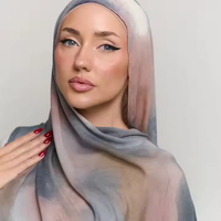 Nieuwe trend lichtgewicht modal hijab voor moslimvrouwen, ademende bloemenprint sjaal, zacht en geweven tie-dye stijl