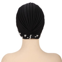 Nouveau doux couleur unie musulman dames Hijab femmes indonésie musulman casquette bandeau perles Bandana bandeau cheveux accessoires Turban chapeau