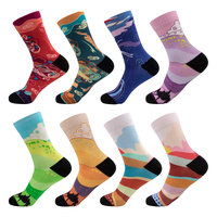 Chaussettes de travail sublimées par tie-dye pour hommes avec cupcakes animés et impression Chaussettes imprimées par sublimation pour l'école
