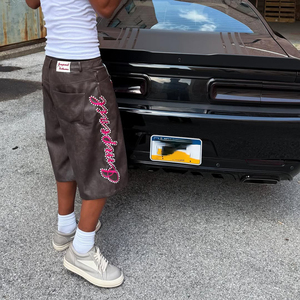 Hersteller Maßgefertigte Hochwertige Bestickte Strass-Streetwear-Ledershorts Schwere PU-Ledershorts für Herren - Product Image 6