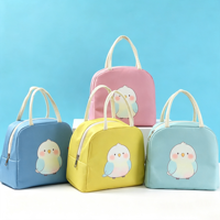 Tas Makan Siang Bento Terisolasi Genggam dengan Ritsleting, Bahan Poliester Tebal, Tempat Penyimpanan Makanan untuk Siswa Sekolah Dasar