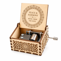 Boîte à musique en bois à manivelle personnalisée, gravée au laser, mouvement mécanique à 18 notes, cadeau souvenir personnalisé pour anniversaire, mariage