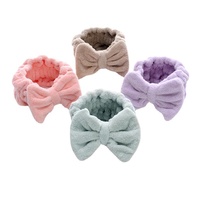 Bandeau en polaire corail doux pour le lavage du visage avec joli nœud, fait main, style coréen, accessoire de maquillage pour femme