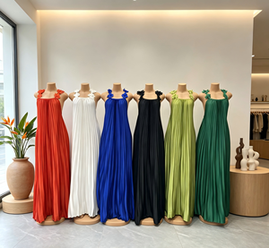 Robe mi-longue plissée à bretelles, dos nu et col en V, élégante et sexy, nouvelle collection été 2026 <span class=keywords><strong>pour</strong></span> <span class=keywords><strong>femme</strong></span> - Product Image 1