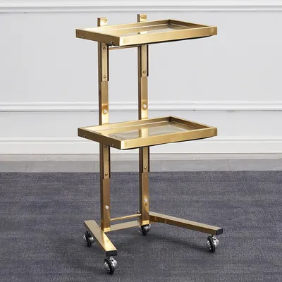 Hot Koop Opvouwbare Speciale Goud En Zilver Roestvrij Staal Mobiele Rolling Haar Winkel Winkelwagen Lade Schoonheidssalon Trolley