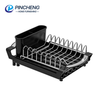 Égouttoir à vaisselle de cuisine réglable et extensible en métal avec porte-ustensiles pour assiettes et bols