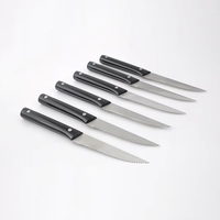 Ensemble économique de 6 couteaux à steak dentelés en acier inoxydable avec manche noir
