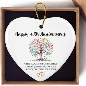 New Design <b>Heart</b> <b>Shaped</b> Ornament 25Th Wedding Anniversary Christmas Ceramic Pendant - Product Image 3