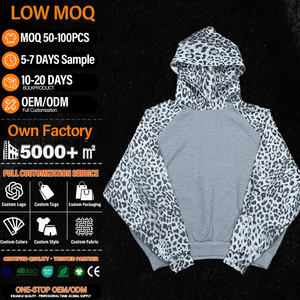 Sweat-shirt à capuche unisexe à imprimé léopard, manches raglan, pull oversize, sweat-shirt graphique personnalisé, streetwear - Product Image 1