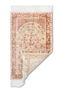 Alfombra de Oración Musulmana Moderna Hecha a Mano de Viscosa Premium en Color Dorado Claro y Moca para Uso Doméstico, Cómoda y de Alta Calidad - Product Image 3