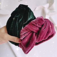 Nouveau solide coloré velours femmes tissu élastique noué bandeau chaud populaire Europe et amérique bandeau de cheveux accessoires ornement