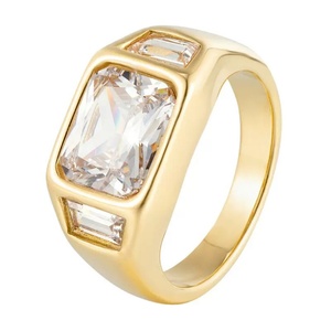 Bagues délicates plaquées or pour femmes, bijoux de mariage tendance avec pierre naturelle taille ovale - Product Image 1