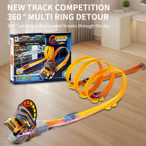 Pista de carreras flexible con 2 piezas de Iron Pull Back Car 350cm - Product Image 2