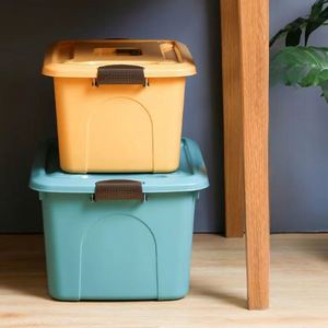 Large Thick Yellow-Orange-Blue <b>Storage</b> <b>Box</b> with Lid, Dustproof, Home Dormitory Use for Books Toys and Clothes - Product Image 3