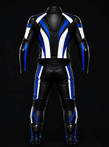 Traje de Motociclismo de Cuero para Hombre, Color Negro, Blanco y Azul, Cortavientos, para Todas las Estaciones - Product Image 5