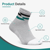 Chaussettes de sport montantes grises respirantes en coton/fibre de bambou sans coutures pour le printemps