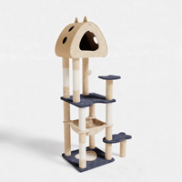 Centre d'activités pour chat de luxe à 5 niveaux, moderne et classique, durable, avec niche confortable, hamac suspendu et poteaux à gratter en sisal naturel