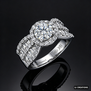 Bague de mariage romantique en or massif 10K/14K/18K personnalisée avec diamant de laboratoire 1 carat, qualité VVS-VS, taille brillant, certifiée IGI, style halo - Product Image 4