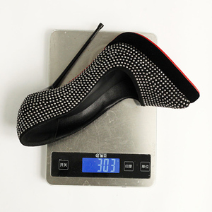 Sandales à talons aiguilles extrêmes pour femmes, avec rivets, bride cheville, diamants, plateforme, découpes latérales, style danseuse - Product Image 5