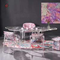 TT Foshan Hersteller Kristall möbel unregelmäßigen Wasser Welligkeit Acryl transparenten Esstisch