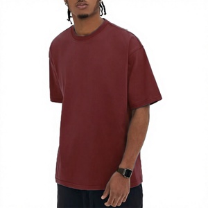 Men's Oversized Solid Color Cotton Crewneck T-<b>Shirt</b> Short Sleeve Drop Shoulder Casual Style Regular Length Knitted Jersey Fabric - Product Image 4