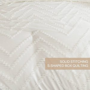 Bộ Chăn Bông Vải Tufted Màu Trắng 3 Món Chăn Bông Vải Jacquard Nhẹ Bộ Chăn Bông Thay Thế Cho Giường Ngủ - Product Image 5
