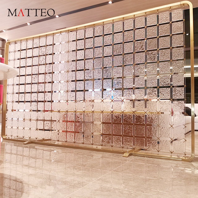 Acrylic & Stainless Steel Decorative Design Wall Screen Divider Standing Room Partition with Elegant Style