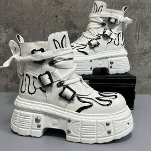 Scarpe da <span class=keywords><strong>uomo</strong></span> 2025 primavera stivali corti con suola spessa in altezza, alla moda stivali alti in pelle - Product Image 2