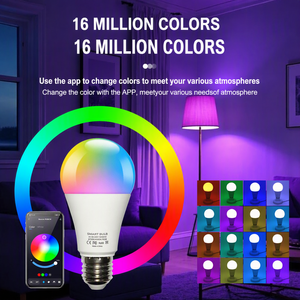หลอดไฟ LED อัจฉริยะ ขั้ว E27 ควบคุมผ่านมือถือ เปลี่ยนสีได้ RGBCW ปรับแสงบรรยากาศได้ รุ่น A19 ทรงกลม ลายกราฟฟิตี - Product Image 3