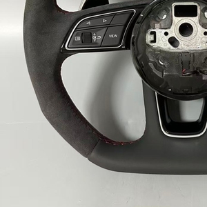 Volante deportivo de cuero con fondo plano para <span class=keywords><strong>Audi</strong></span> S6 S7 A4 A5 A6 A7 Q3 Q5 A3 S3 S8 R8 cuero negro perforado mejorado - Product Image 4