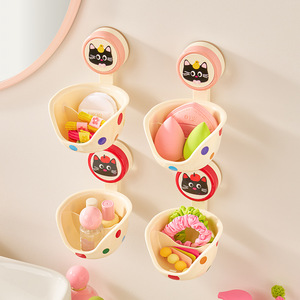 Suction Cup Beauty Sponge Storage Box Pink Slippery Cat Cosmetic Organizer For Bathroom Vanity Makeup Storage - Product Image 4