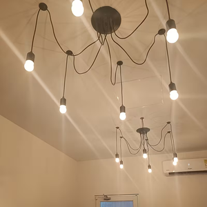 Lustre suspendu industriel vintage multi-bras en métal noir, design créatif, avec câble de suspension, pour restaurant - Product Image 2
