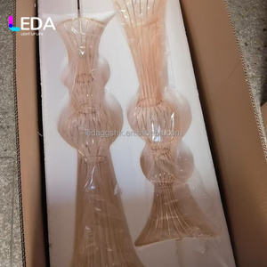 LEDA Luxury High Quality Shiny Gold Glass Flower Stand Vase Wedding Centerpiece for Events Decor - Product Image 2