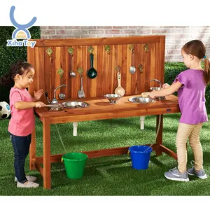 Montessori Furniture Kindergarten Mud Kitchen Simulates Kids Pretend Role Play Preschool Kids Outdoor Play Wooden Kitchen Toy